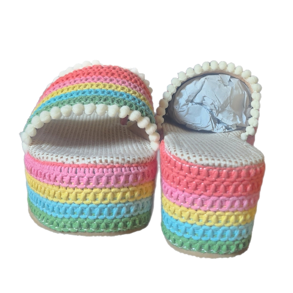 Colorful Striped Women's Platform Sandals - Picture 4 of 7
